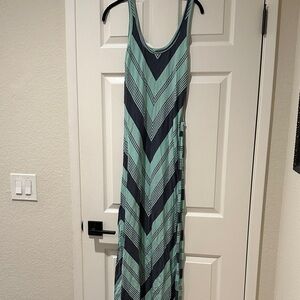 Rip Curl Belted Chevron Maxi Dress - Teal and Blue